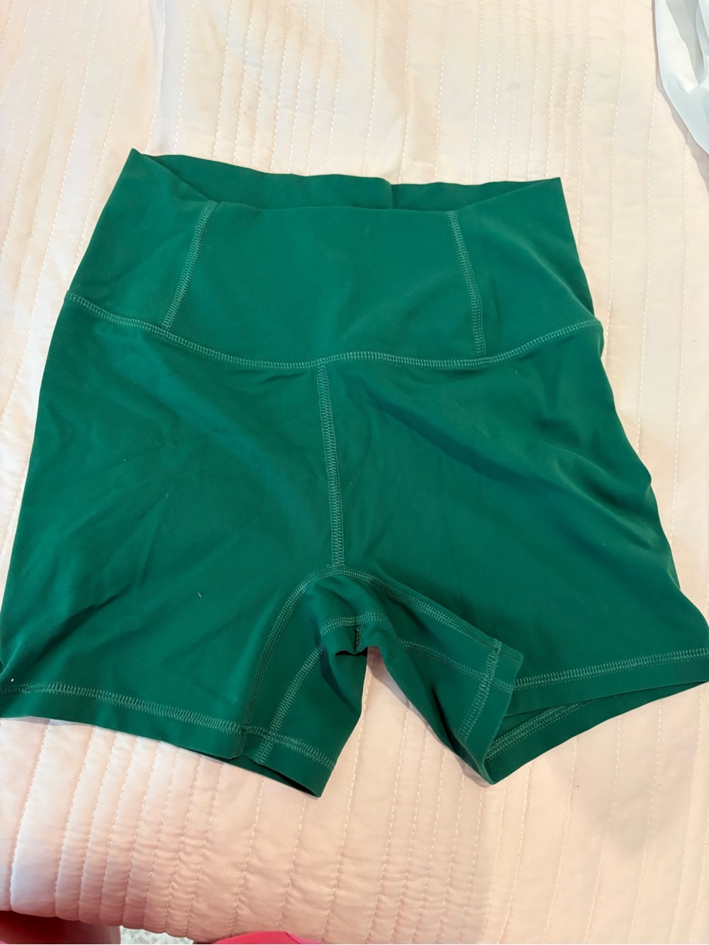 Free People High-Waist Bike Shorts in Deep Green